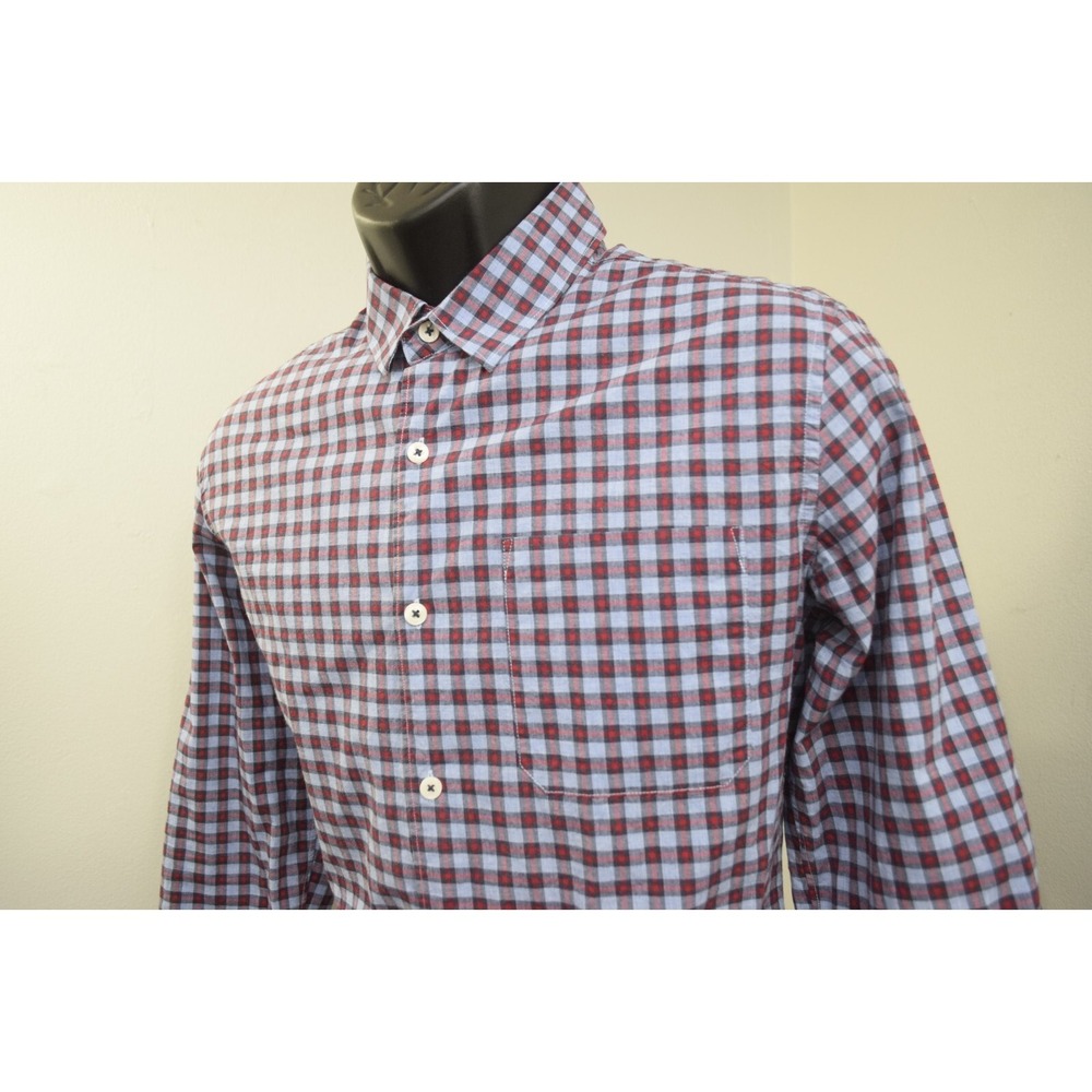 7 Diamonds Button Up Shirt Plaid Linen Blend Long Sleeve Mens‎ Size Small